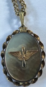 GILT STERLING SILVER MOTHER OF PEARL SWEETHEART LOCKET W/ CHAIN