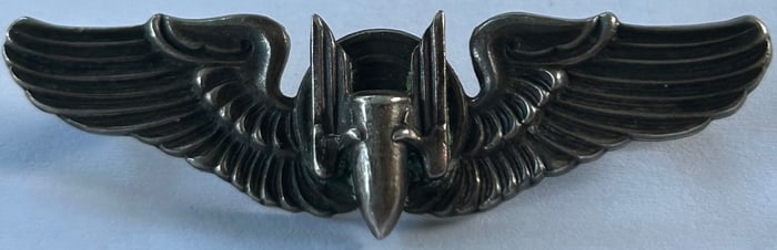 WWII STERLING SILVER USAAF AERIAL GUNNER WINGS - 2"