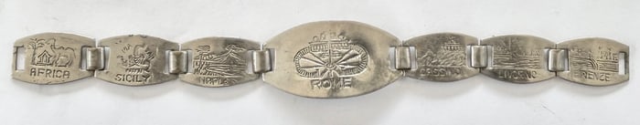 VINTAGE WWII ITALIAN TRENCH ART COMBAT SOUVENIR BRACELET 1944