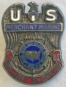 WWII STERLING U.S. MERCHANT MARINE MARITIME UNION BADGE / PIN