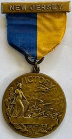 1918 U.S. WWI NEW JERSEY VETERANS VICTORY RIBBON / MEDAL