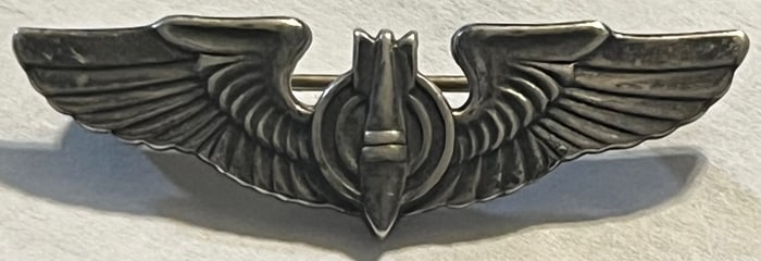 WWII STERLING SILVER USSAF ARMY AIR FORCE FLIGHT BOMBARDIER WINGS