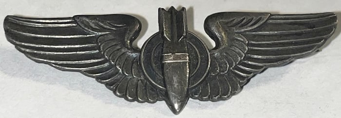 RARE STERLING SILVER WWII USAAF FLIGHT BOMBARDIER UNIFORM WINGS