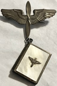 WWII STERLING SILVER USAAF OFFICERS SWEETHEART LOCKET BROOCH