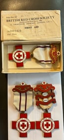 LOT OF 3 ENAMELED WWII BRITISH RED CROSS SOCIETY MEDALS