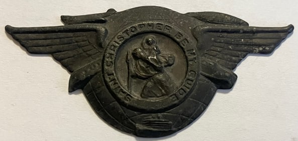 VINTAGE METAL 3" ST. CHRISTOPHER WINGS TRAVEL MEDALLION