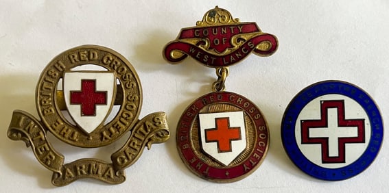 LOT OF 3 MILITARY BRITISH RED CROSS PINS