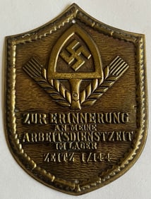 WWII GERMAN NAZI LABOR CORPS PLAQUE