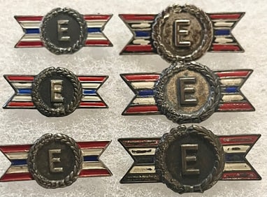 LOT OF 6 STERLING SILVER WWII ARMY NAVY PRODUCTION AWARD PINS