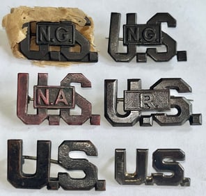 LOT OF 6 VARIOUS WWI U.S. MILITARY COLLAR PINS