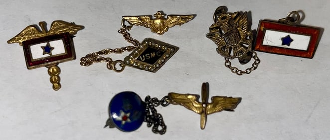 LOT OF 4 PCS - STERLING SWEETHEART WWII AC WINGS, WWII USMC WINGS...