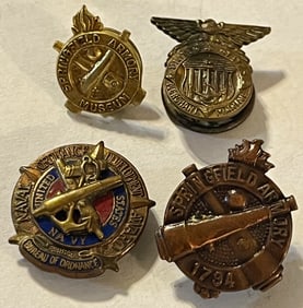 LOT OF 4 MILITARY PINS - PRE WWII, WWII, POST WAR