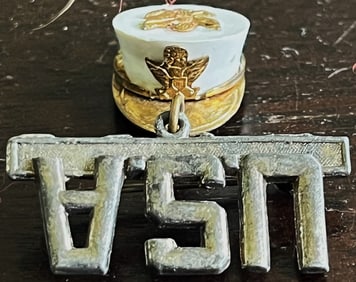 WWII U.S. MILITARY U.S.A. & OFFICER'S HAT / CAP SWEETHEART BROOCH / PIN