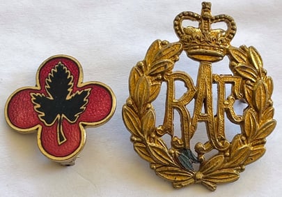 LOT OF TWO MILLITARY RELATED PINS - BRASS & ENAMEL