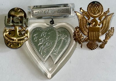 LOT OF 3 MILITARY PIECES INCLUDING A SWEETHEART BROOCH