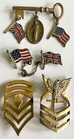 LOT OF 4 MILITARY PIECES INCLUDING SWEETHEART BROOCH