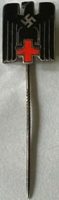 WWII GERMAN DRK RED CROSS MEMBERSHIP STICK PIN W/ EAGLE, SWASTIKA