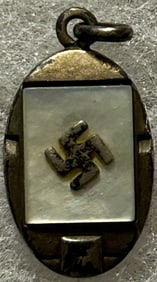 WWII ERA SILVER (.835) SWASTIKA PENDANT MARKED ON REVERSE "835"