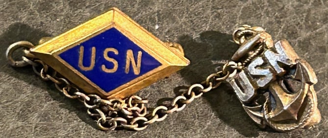 U.S. NAVY STERLING SILVER GOLD VERMEIL CHIEF PETTY OFFICER'S ANCHOR PIN