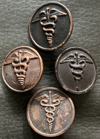 LOT OF 4 U.S. ARMY TUNIC JACKET MEDIC COLLAR DISCS