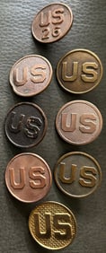 LOT OF 8 WWI U.S. INFANTRY COLLAR DISCS - ONE 26TH REGIMENT
