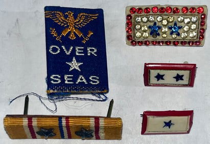 LOT OF 5 WWII ERA U.S. MILITARY PINS ETC.