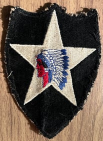 WWII U.S. 2ND INFANTRY MILITARY SHIELD INDIAN CHIEF PATCH