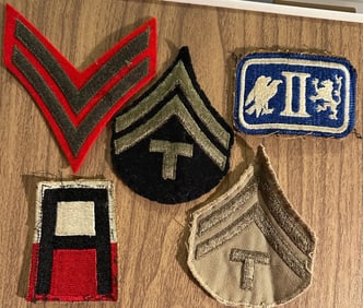 LOT OF 5 WWII ERA U.S. MILITARY UNIFORM PATCHES