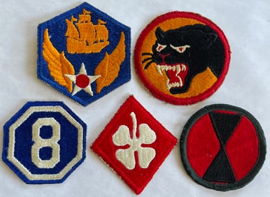 LOT OF 5 U.S. WWII ARMY / AIR FORCE MILITARY PATCHES