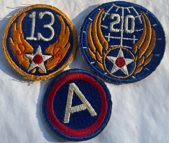 LOT OF 3 WWII U.S. ARMY / AIR FORCE MILITARY PATCHES
