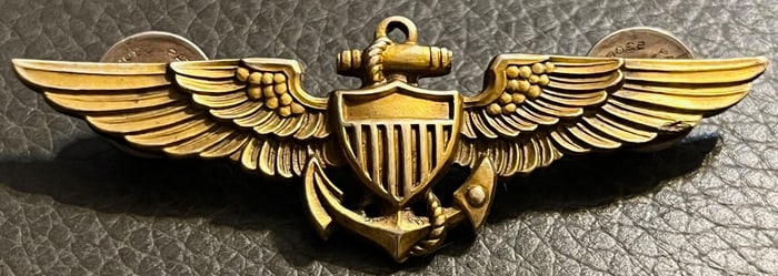 WWII U.S. NAVY AVIATOR WINGS - STERLING SILVER AND 10K GOLD FILLED