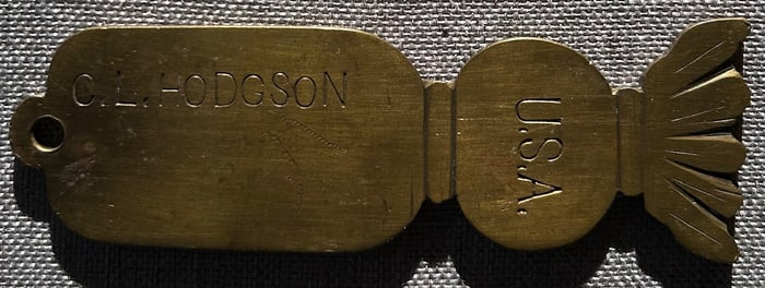 HEAVY BRASS MILITARY ID TAG / KEY RING FOR SOMETHING ORDINANCE RELATED?