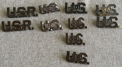 LOT OF 10 WWI U.S. ARMY NATIONAL GUARDS OFFICER COLLAR INSIGNIA