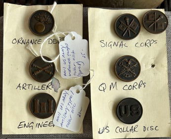 LOT OF 7 VARIOUS U.S. MILITARY COLLAR DISCS