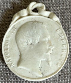 ANTIQUE BISQUE NAPOLEON III EMPERUER NECKLACE PENDANT