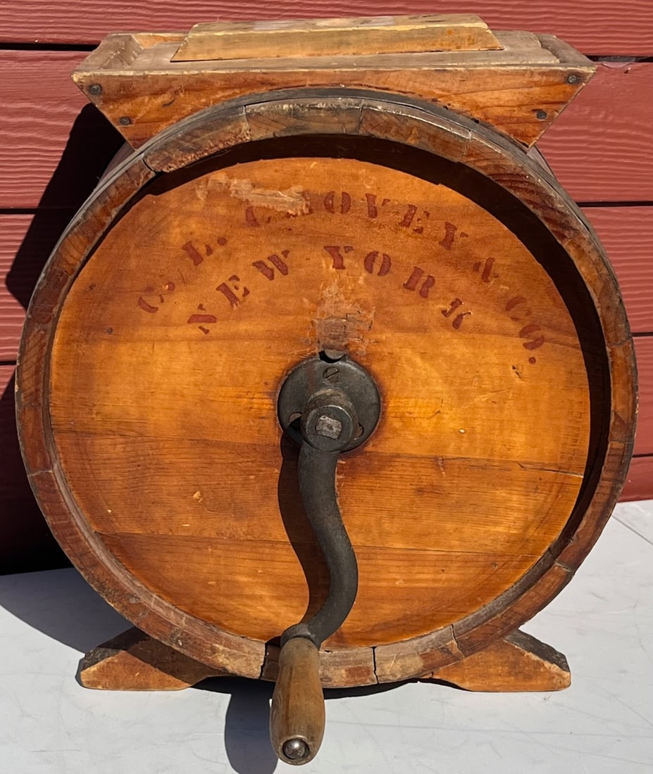 NO.1 IMPROVED CYLINDER BUTTER CHURN W/ STENCILED COW, NEW YORK (1 of 9)
