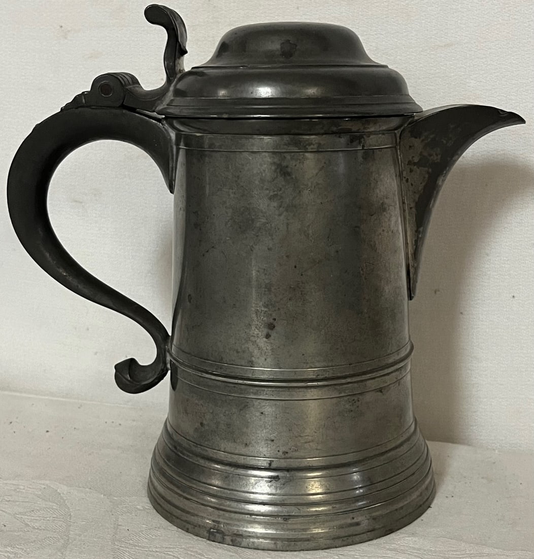 EARLY NEW YORK PEWTER TANKARD, BOARDMAN & CO. CIRCA 1830 (1 of 5)