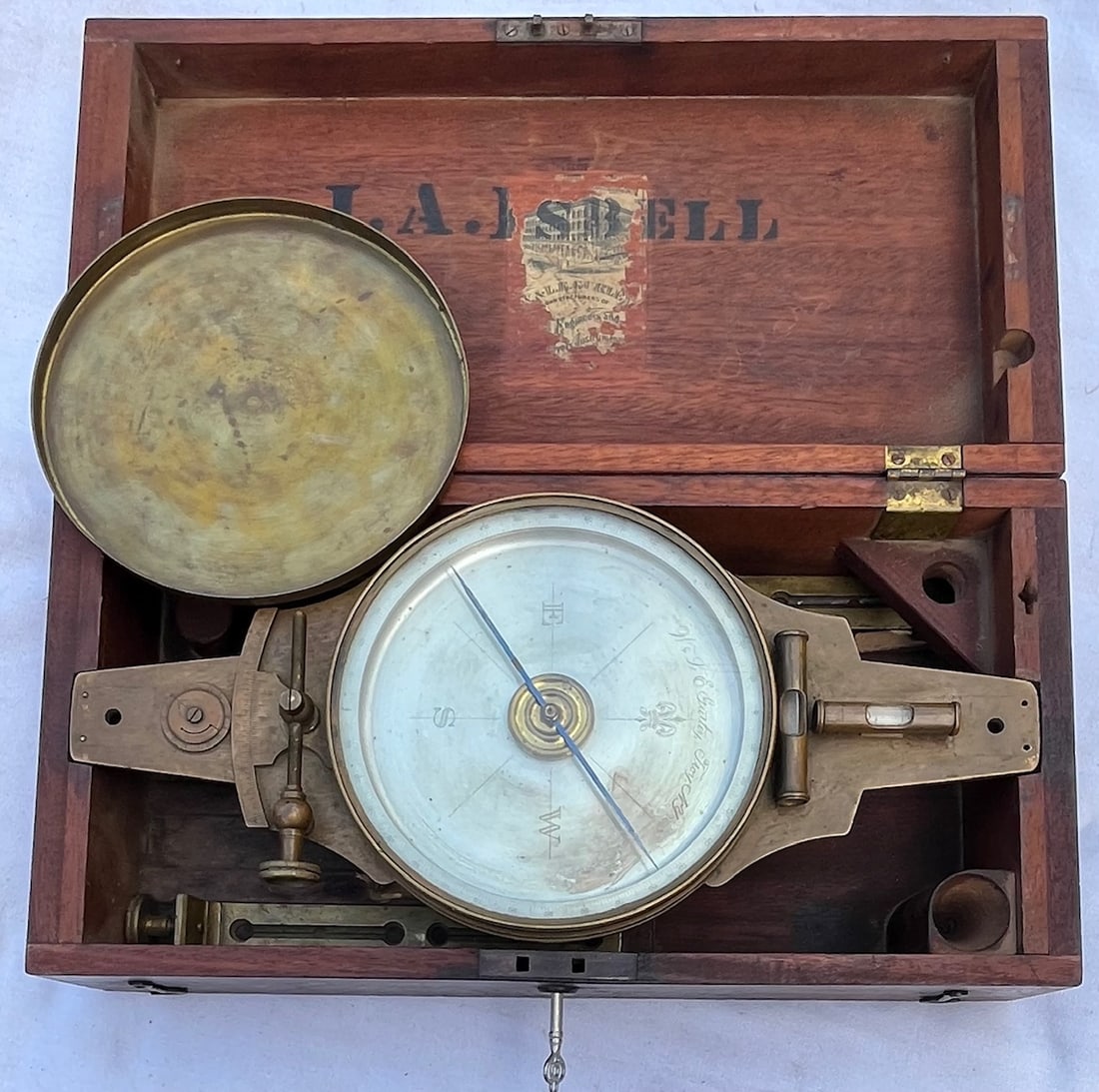 W. & L. E. GURLEY SURVEYOR'S COMPASS IN ORIGINAL WOODEN BOX (1 of 15)