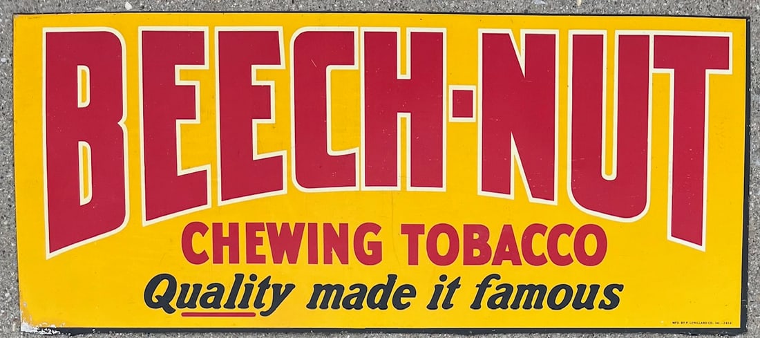 ORIGINAL BEECH-NUT CHEWING TOBACCO ADVERTISING SIGN - NEW OLD STOCK (1 of 5)