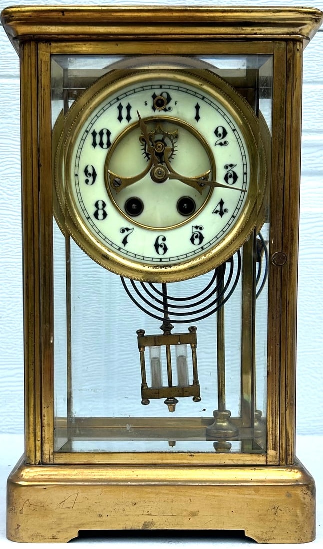 ANTIQUE GILBERT CRYSTAL REGULATOR SHELF CLOCK W/ OPEN ESCAPEMENT (1 of 15)