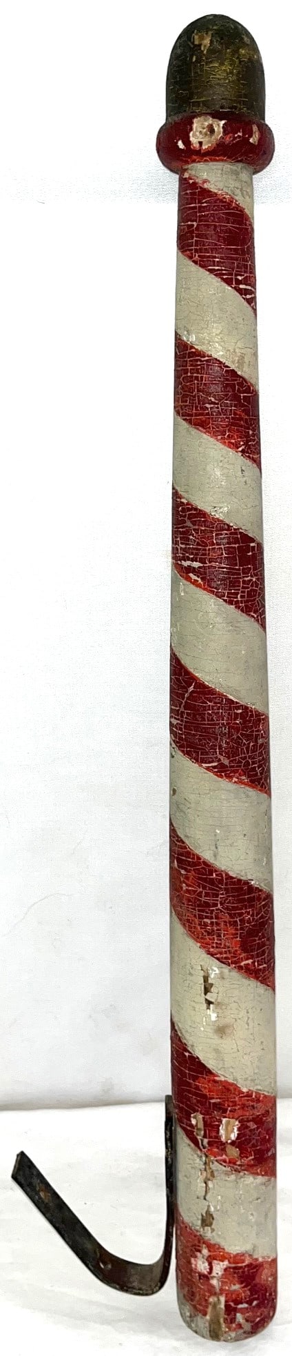ANTIQUE WALL MOUNT WOODEN BARBER POLE IN ORIGINAL PAINT (1 of 12)