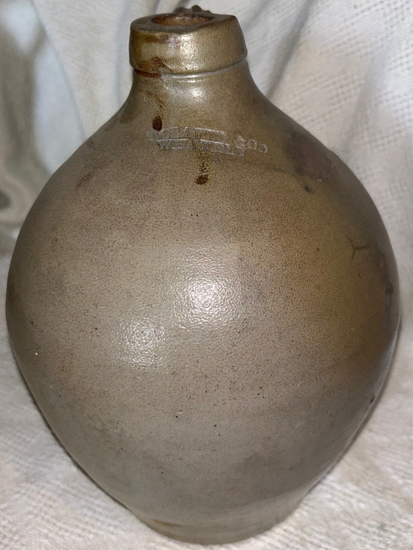 EARLY 19TH C. 1 GAL. OVOID STONEWARE JUG - "T. CRAFTS & CO. WHATELY" (1 of 7)