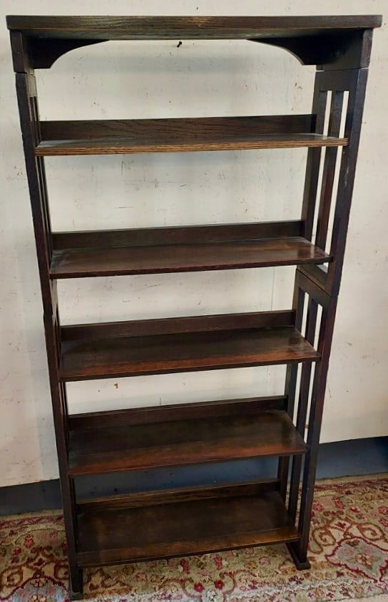 NUSUAL T.H. CUSHMAN ARTS & CRAFTS OAK STACKING BOOK SHELF – C. 1920’S (1 of 7)