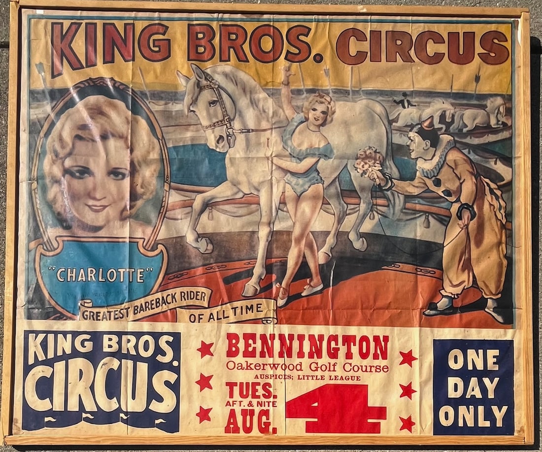 VINTAGE CIRCUS POSTER “KING BROS. CIRCUS BENNINGTON (VT) (1 of 5)