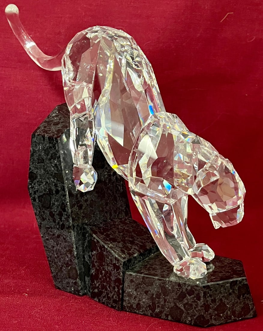 SWAROVSKI CRYSTAL SOULMATES PANTHER MOUNTED ON MARBLE STAND (1 of 6)
