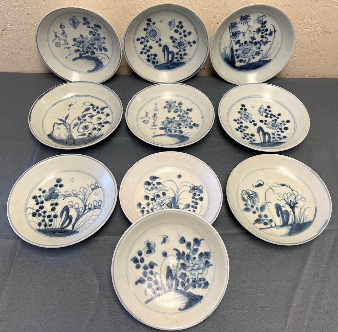 LOT 0F 10 EARLY 19TH C. (1822) TEK SING CARGO CHINESE PORCELAIN PLATES (1 of 16)
