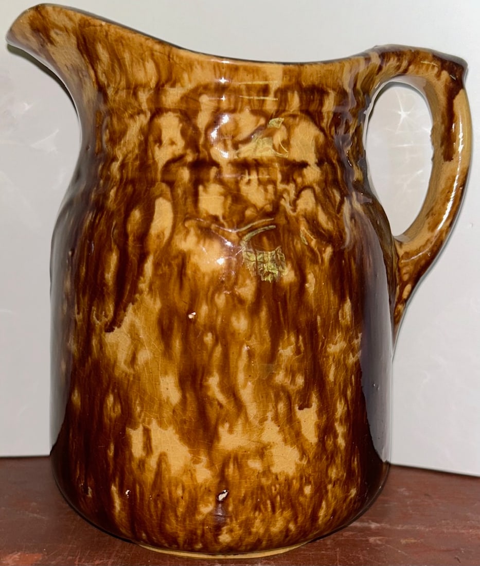ANTIQUE ROCKINGHAM HANDLED PITCHER (1 of 9)