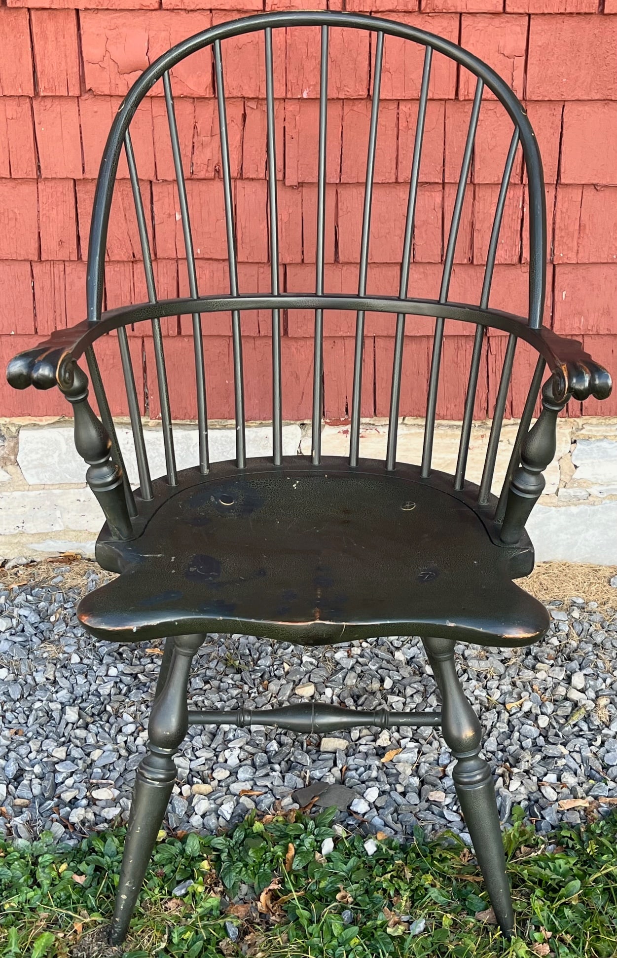 VINTAGE PAINTED BOWBACK KNUCKLE ARM WINDSOR CHAIR - TUBB WOODCRAFTERS (1 of 9)