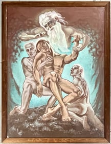 John L Peterson tempera painting "Creation" 1949 Santa Fe New Mexico