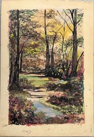 E Bunting dated 1936 watercolor Landscape Painting